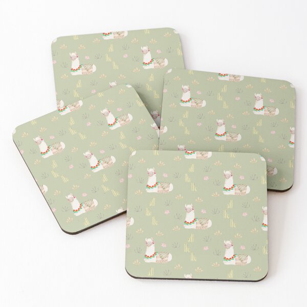 Item preview, Cute Watercolor Resting Llama Sage Green Pattern designed and sold by svitlaarty.