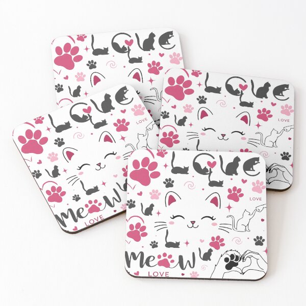 Item preview, Cute Cat Lover Pattern - Meow Paw Prints & Silhouette Art designed and sold by CozyPaletteShop.