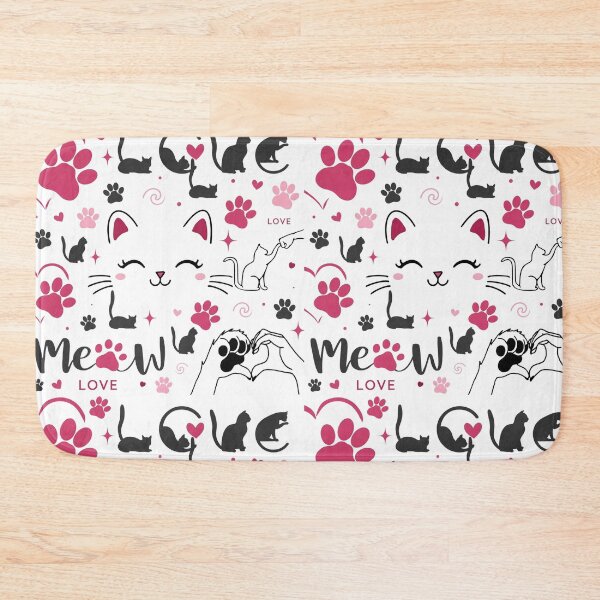 Item preview, Cute Cat Lover Pattern - Meow Paw Prints & Silhouette Art designed and sold by CozyPaletteShop.