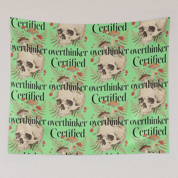 Item preview, Certified Overthinker Cottagecore Skull Flowers designed and sold by GodsMonsterss.