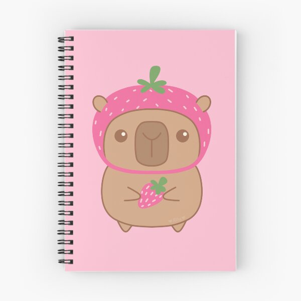 Item preview, Cute Kawaii Capybara Wearing Strawberry Hat Holding Strawberry designed and sold by DrawnByAllu.