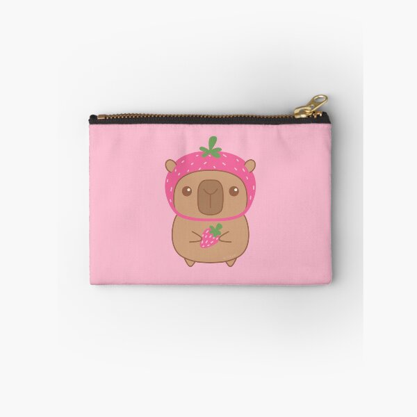 Item preview, Cute Kawaii Capybara Wearing Strawberry Hat Holding Strawberry designed and sold by DrawnByAllu.