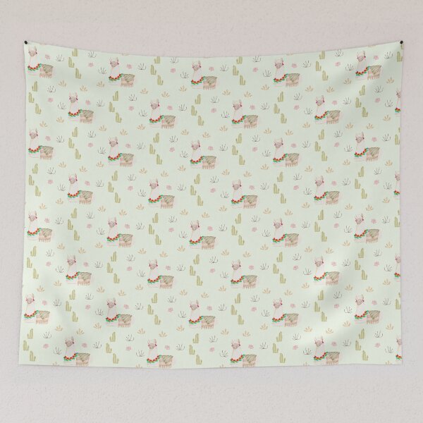 Item preview, Cute Watercolor Resting Llama Light Mint Pattern designed and sold by svitlaarty.