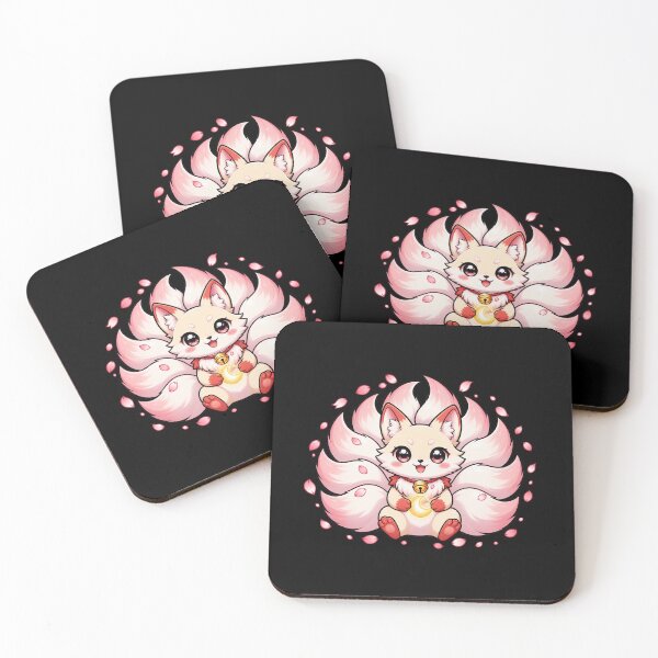Item preview, Adorable Nine-Tailed Kitsune Holding a Glowing Crescent Moon – Cute Japanese Fox Spirit designed and sold by MrDev.