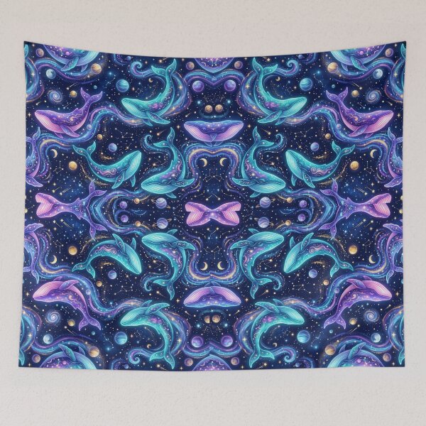 Item preview,  Cosmic Whale Shark Goodnight Little Watercolor cute purple Whale  Ocean Seamless Pattern  designed and sold by ArtDesignTp.