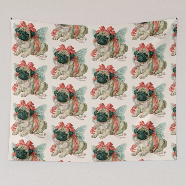 Item preview, Vintage Fairy Pug Dog Cute Puppy Watercolor Cottagecore designed and sold by NadinArtStudio.