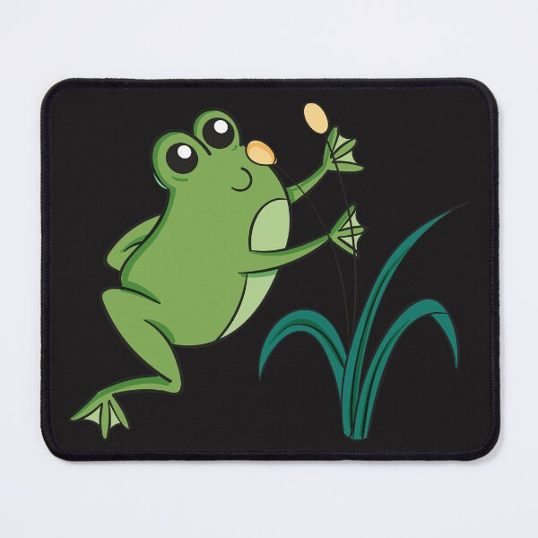 Item preview, Cute Frog Reaching for Cattails Illustration designed and sold by NAMASTHE WORLD.
