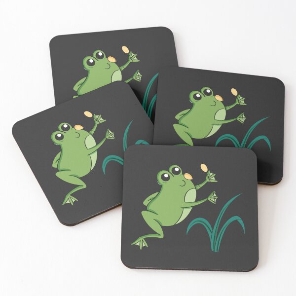Item preview, Cute Frog Reaching for Cattails Illustration designed and sold by NAMASTHE WORLD.