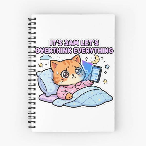Item preview, It's 3AM Let's Overthink Everything - Cute Anxious Orange Cat In Bed designed and sold by Interactive-Art.