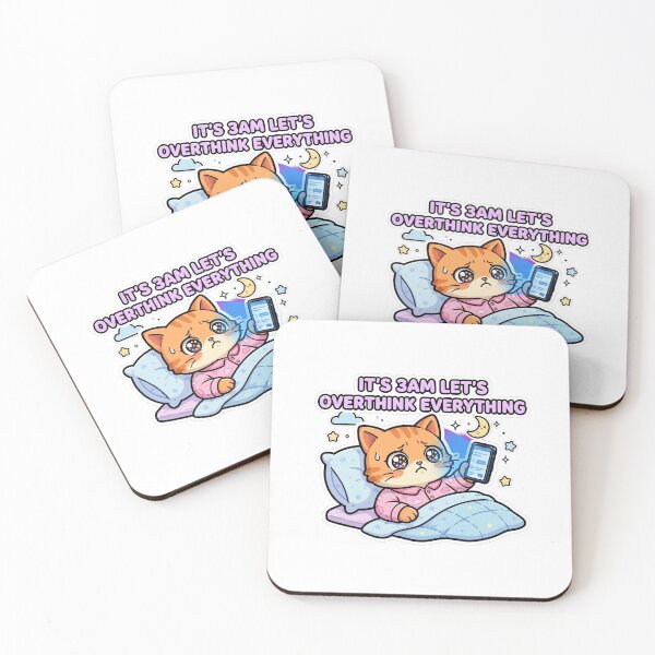 Item preview, It's 3AM Let's Overthink Everything - Cute Anxious Orange Cat In Bed designed and sold by Interactive-Art.