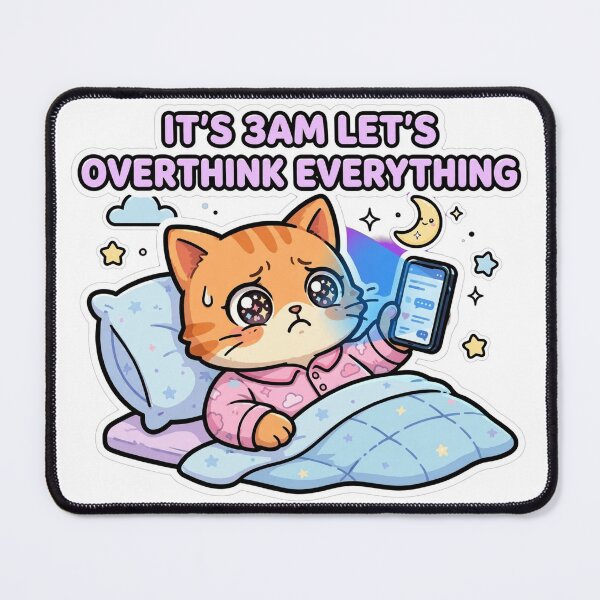 Item preview, It's 3AM Let's Overthink Everything - Cute Anxious Orange Cat In Bed designed and sold by Interactive-Art.