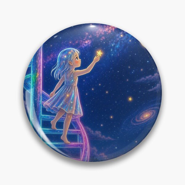Item preview, The Star Catcher: Magical Girl on Rainbow Spiral Staircase designed and sold by Breezes-of-Ida.