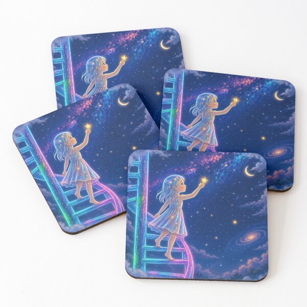 Item preview, The Star Catcher: Magical Girl on Rainbow Spiral Staircase designed and sold by Breezes-of-Ida.