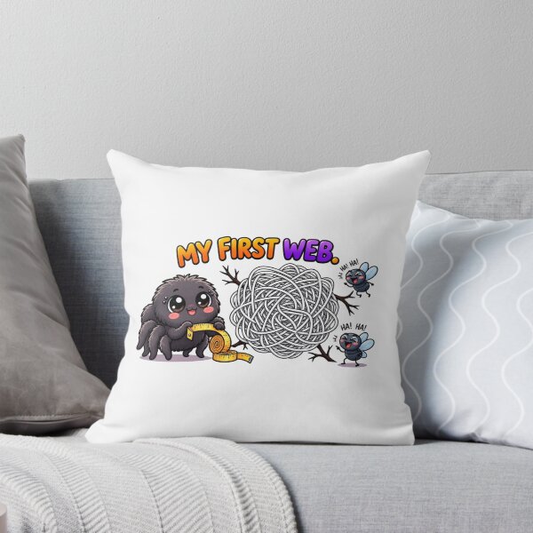 Item preview, My First Web – Cute Kawaii Spider Measuring a Giant Web with Adorable Fireflies designed and sold by MrDev.