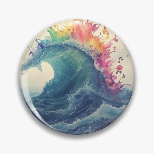 Item preview, Colorful Ocean Wave Music Art – Rainbow Splash & Musical Notes. designed and sold by fbtrisha.