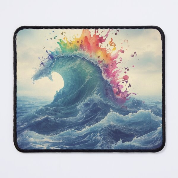 Item preview, Colorful Ocean Wave Music Art – Rainbow Splash & Musical Notes. designed and sold by fbtrisha.