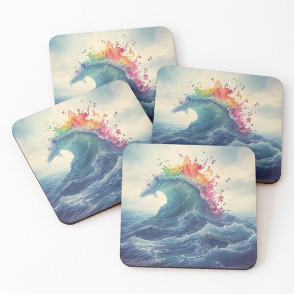 Item preview, Colorful Ocean Wave Music Art – Rainbow Splash & Musical Notes. designed and sold by fbtrisha.