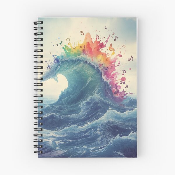 Item preview, Colorful Ocean Wave Music Art – Rainbow Splash & Musical Notes. designed and sold by fbtrisha.