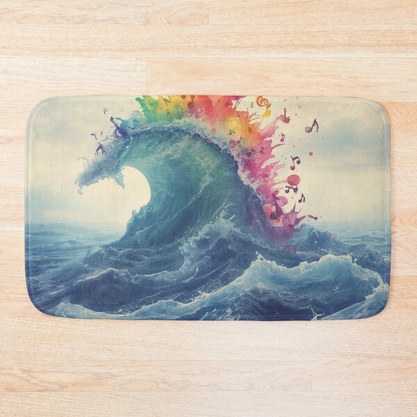 Item preview, Colorful Ocean Wave Music Art – Rainbow Splash & Musical Notes. designed and sold by fbtrisha.