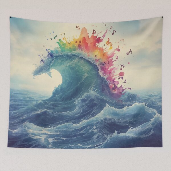 Item preview, Colorful Ocean Wave Music Art – Rainbow Splash & Musical Notes. designed and sold by fbtrisha.