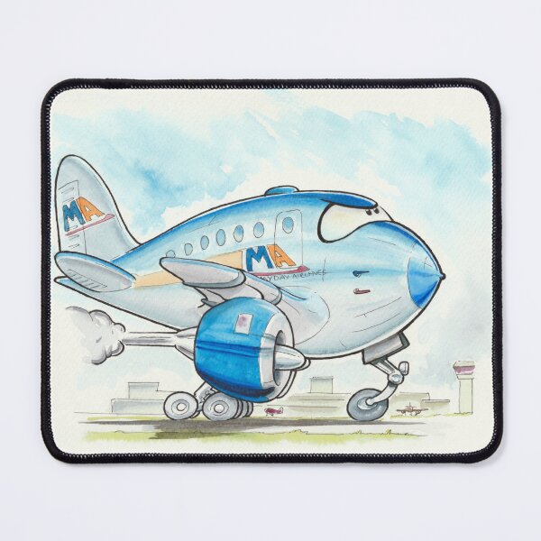 Item preview, Cartoon plane on runway with airport in background designed and sold by Mark_Harvey_Creative.