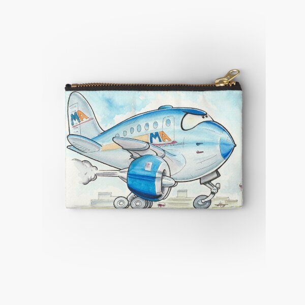 Artikelvorschau, Cartoon-Flugzeug auf der Startbahn mit Flughafen im Hintergrund entworfen und verkauft von Mark_Harvey_Creative.