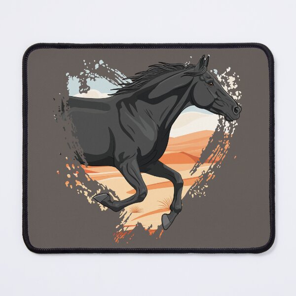 Item preview, A black Abaga horse in front of a heart and a desert designed and sold by Cheval-de-coeur.