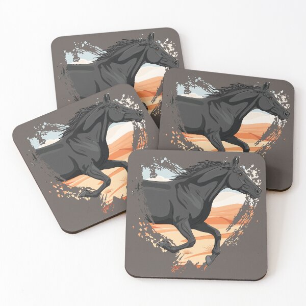 Item preview, A black Abaga horse in front of a heart and a desert designed and sold by Cheval-de-coeur.