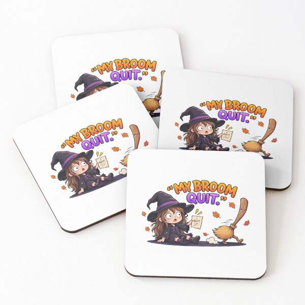 Item preview, My Broom Quit Funny Witch Halloween – Cute Spooky Witch & Walking Broom designed and sold by MrDev.