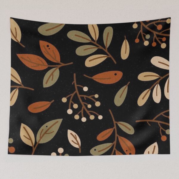 Item preview, Dark Neutral Autumn Foliage and Berries Pattern — Boho Fall Botanical Leaves designed and sold by LYAN-STORE.
