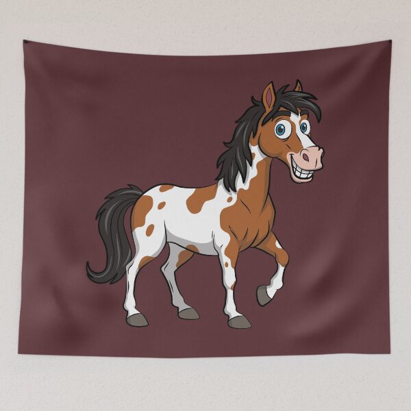 Item preview, A cartoon drawing of an Abaco pinto horse designed and sold by Cheval-de-coeur.