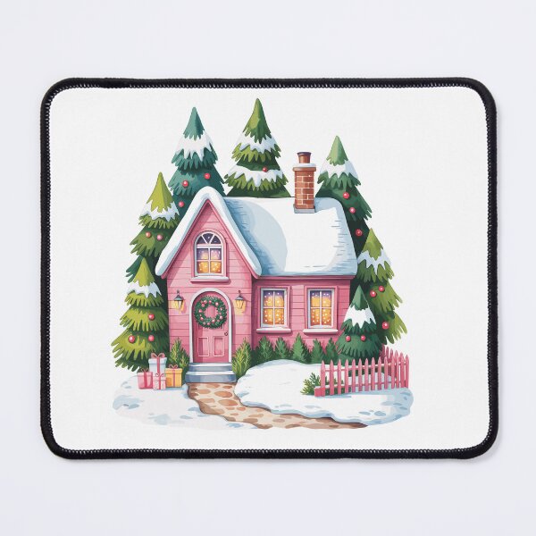 Item preview, Pink Christmas House Winter Wonderland Design designed and sold by styleonestaa.