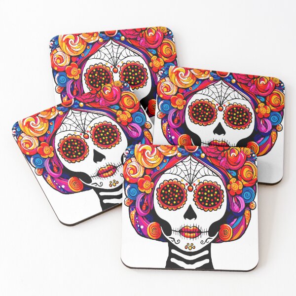Item preview, Colorful Catrina Marigold Sugar Skull Art designed and sold by  Ojo de Lilith.