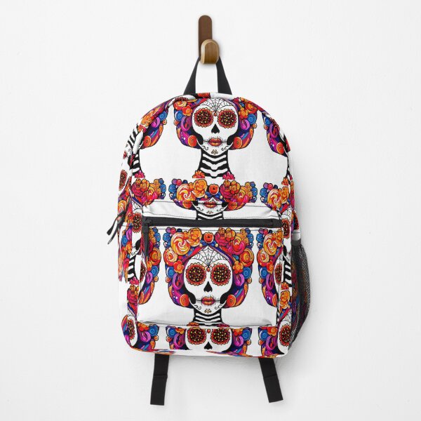Item preview, Colorful Catrina Marigold Sugar Skull Art designed and sold by Ojo de Lilith.