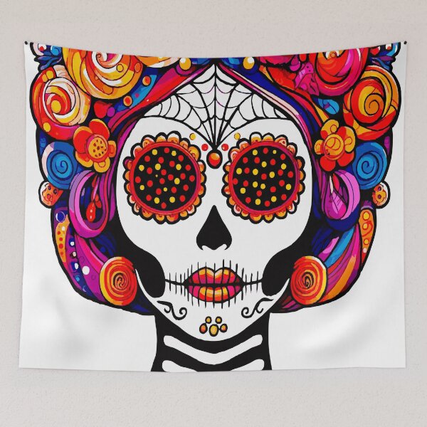 Item preview, Colorful Catrina Marigold Sugar Skull Art designed and sold by  Ojo de Lilith.