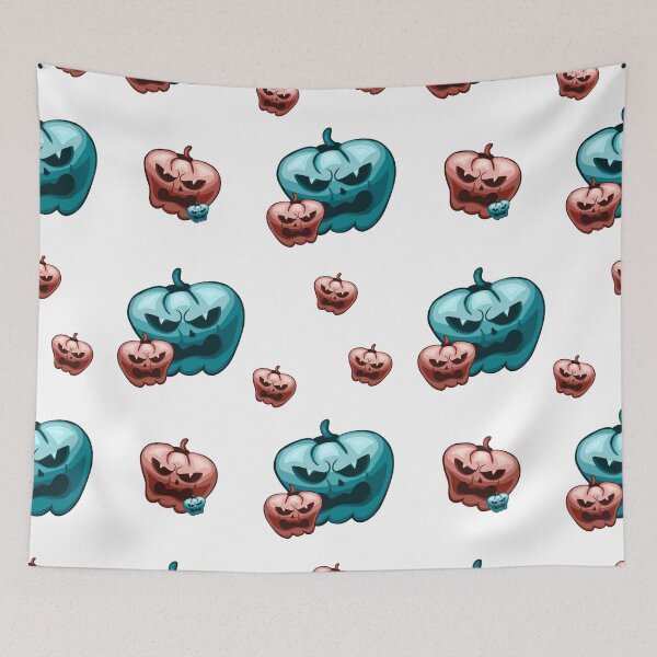 Item preview, Creepy Teal and Pink Evil Pumpkins Pattern — Spooky Halloween Jack O Lanterns designed and sold by LYAN-STORE.