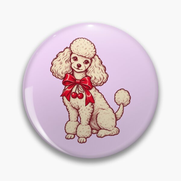 Item preview, Coquette Poodle with Cherry Bow – Vintage Retro Dog Art designed and sold by Jaani-T.
