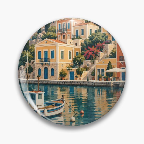 Item preview, Symi Greece Travel Souvenir Classic Midcentury Artwork designed and sold by VisualArtsOasis.