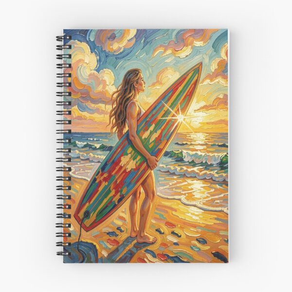 Item preview, Vibrant Sunset Surf Art with Colorful Board, Ocean Waves and Tropical Beach Energy designed and sold by FotoworldEdel.