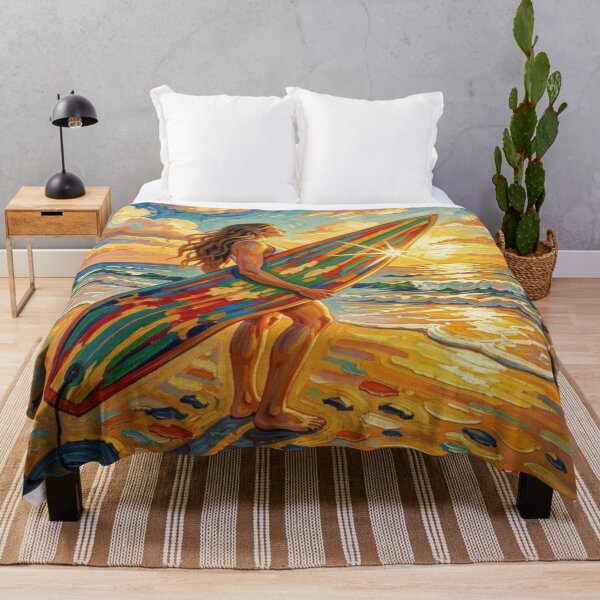 Item preview, Vibrant Sunset Surf Art with Colorful Board, Ocean Waves and Tropical Beach Energy designed and sold by FotoworldEdel.