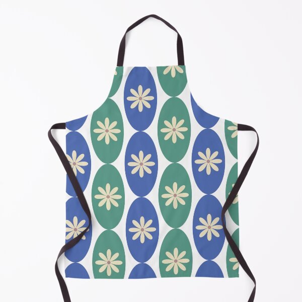 Item preview, Retro Blue Floral Geometric Pattern designed and sold by The Design KAD.