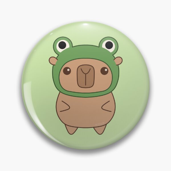 Item preview, Cute Kawaii Capybara Wearing Cottagecore Frog Hat designed and sold by DrawnByAllu.
