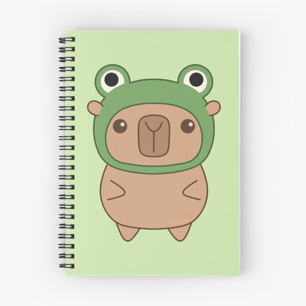 Item preview, Cute Kawaii Capybara Wearing Cottagecore Frog Hat designed and sold by DrawnByAllu.