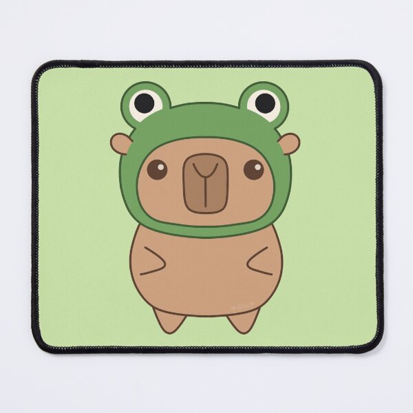 Item preview, Cute Kawaii Capybara Wearing Cottagecore Frog Hat designed and sold by DrawnByAllu.