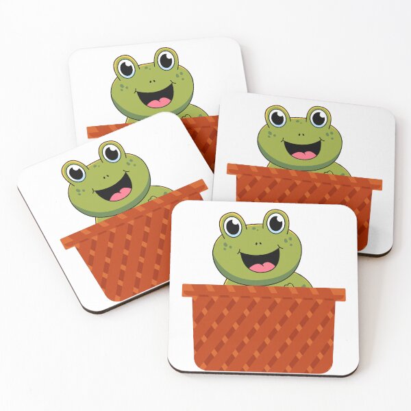 Item preview, Cute Frog in a Wicker Basket Illustration designed and sold by NAMASTHE WORLD.