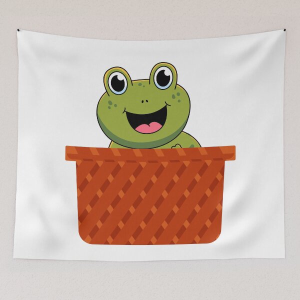 Item preview, Cute Frog in a Wicker Basket Illustration designed and sold by NAMASTHE WORLD.