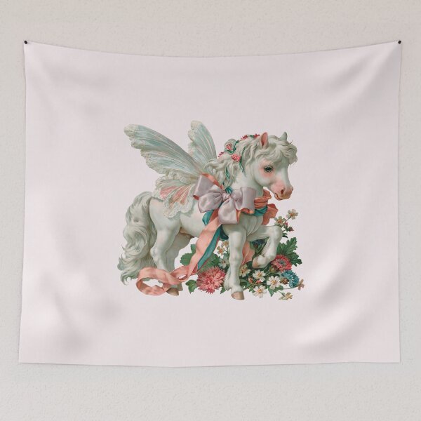 Item preview, Vintage Fairy Pony Little Horse Cute Unicorn Watercolor Cottagecore designed and sold by NadinArtStudio.