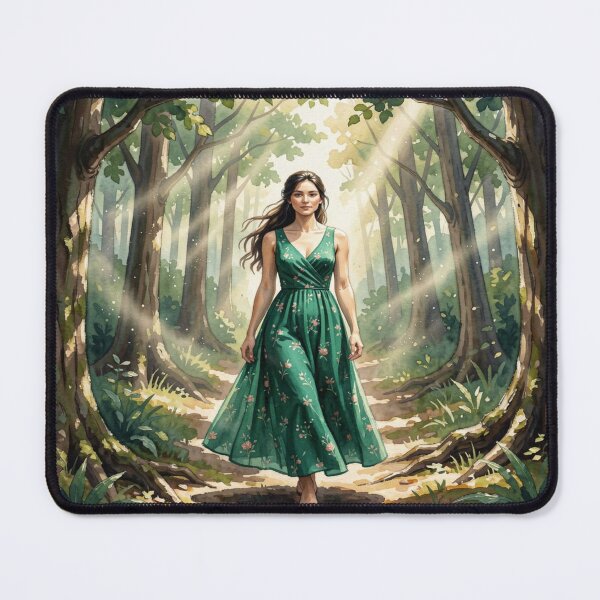 Item preview, Gouache Forest Walk Art with Soft Light and Natural Serenity in a Dreamy Green Atmosphere designed and sold by FotoworldEdel.