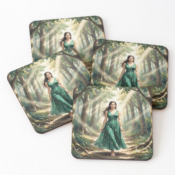 Item preview, Gouache Forest Walk Art with Soft Light and Natural Serenity in a Dreamy Green Atmosphere designed and sold by FotoworldEdel.