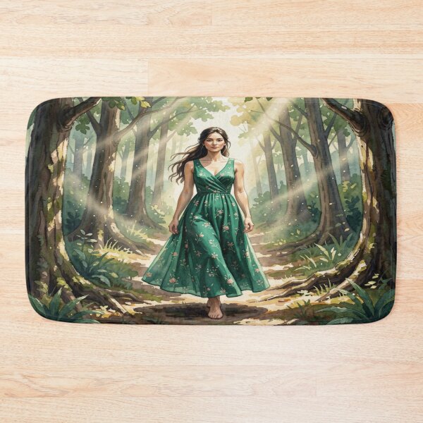 Item preview, Gouache Forest Walk Art with Soft Light and Natural Serenity in a Dreamy Green Atmosphere designed and sold by FotoworldEdel.